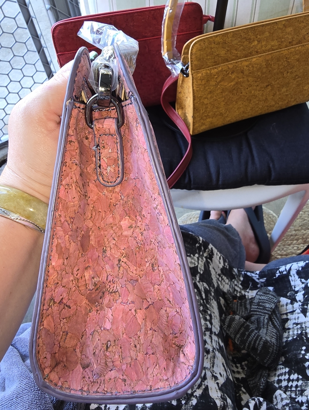 NWOT (3) Crossbody Cork Leather Shoulder Bags-Red, Mauve & Mustard By Evolution - Picture 12 of 14
